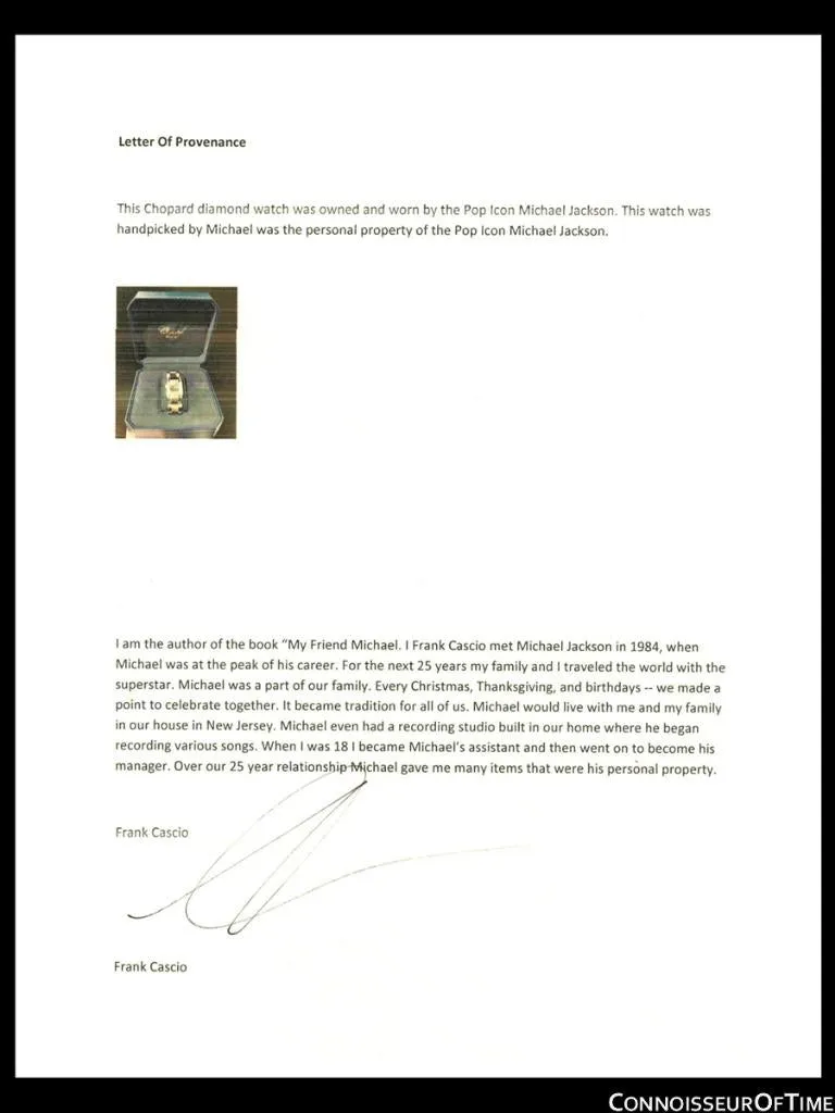 Owned & Worn by Michael Jackson - Chopard La Strada Stainless Steel & Factory Diamond Watch