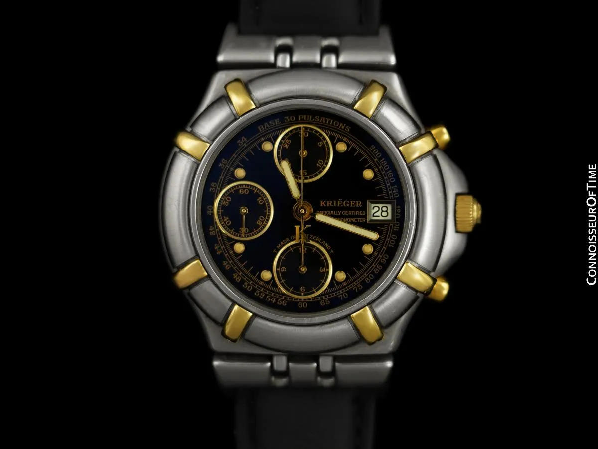 Owned by Kenny Rogers - Krieger Afficianado Mens Stainless Steel & 18K Gold Chronograph Watch