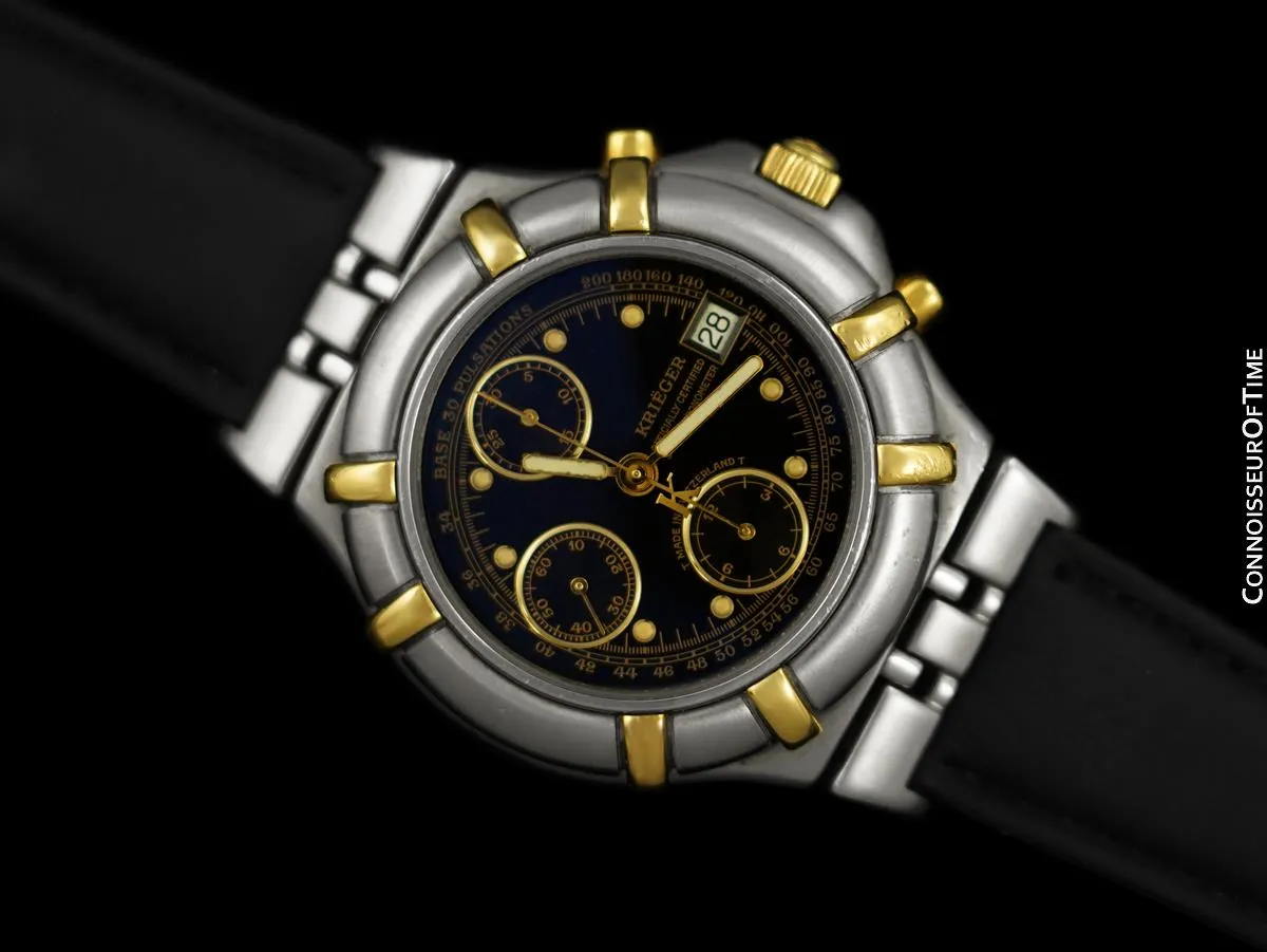 Owned by Kenny Rogers - Krieger Afficianado Mens Stainless Steel & 18K Gold Chronograph Watch