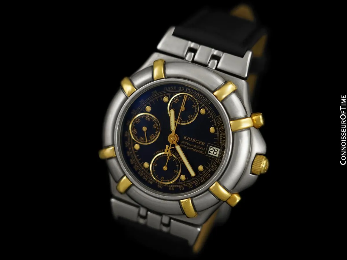 Owned by Kenny Rogers - Krieger Afficianado Mens Stainless Steel & 18K Gold Chronograph Watch