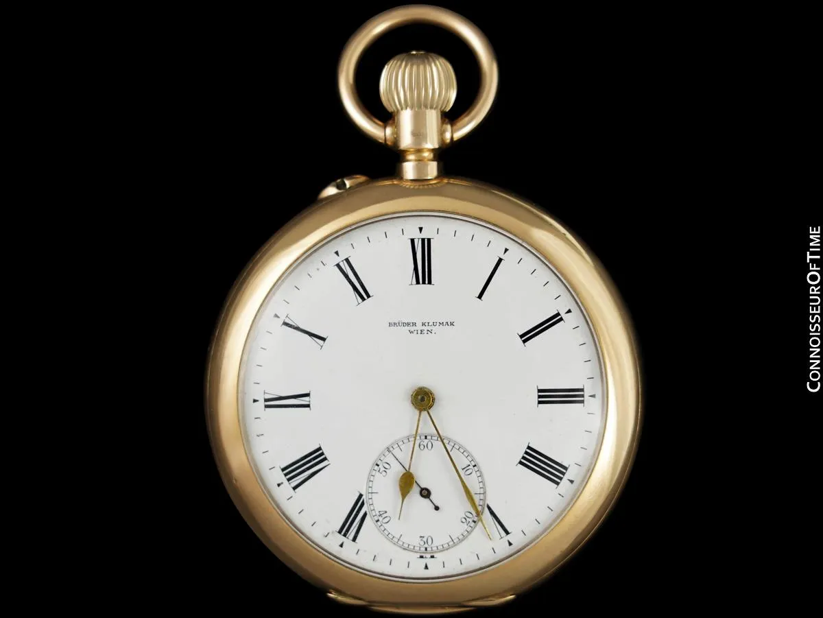 Owned By Siegfried & Roy - 1910's Bruder Klumak Antique Mens High Grade Pocket Watch - 14K Gold