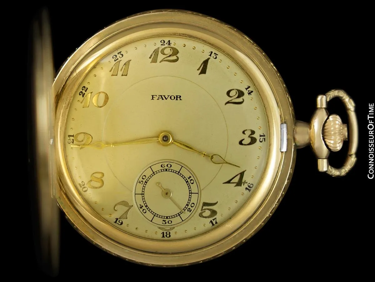 Owned By Siegfried & Roy - 1930's Favor Antique Mens Pocket Watch - 18K Gold Plated