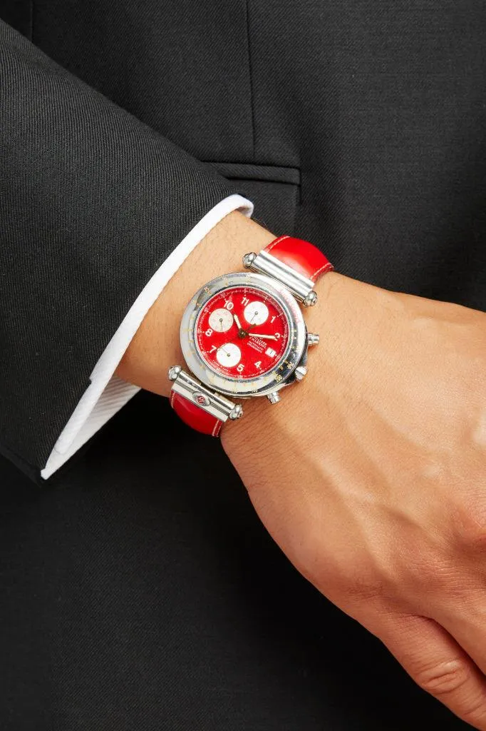 Owned by Siegfried & Roy with Photo - Philippe Charriol Mens Red Chronograph Stainless Steel Watch
