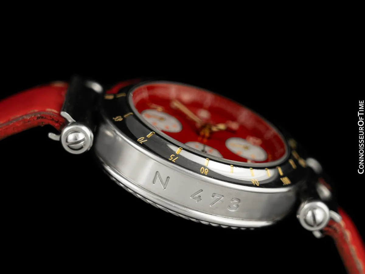 Owned by Siegfried & Roy with Photo - Philippe Charriol Mens Red Chronograph Stainless Steel Watch