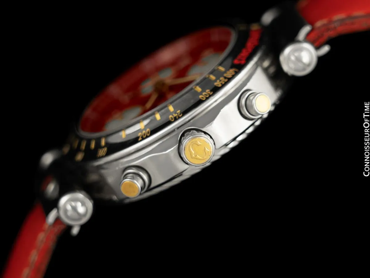Owned by Siegfried & Roy with Photo - Philippe Charriol Mens Red Chronograph Stainless Steel Watch