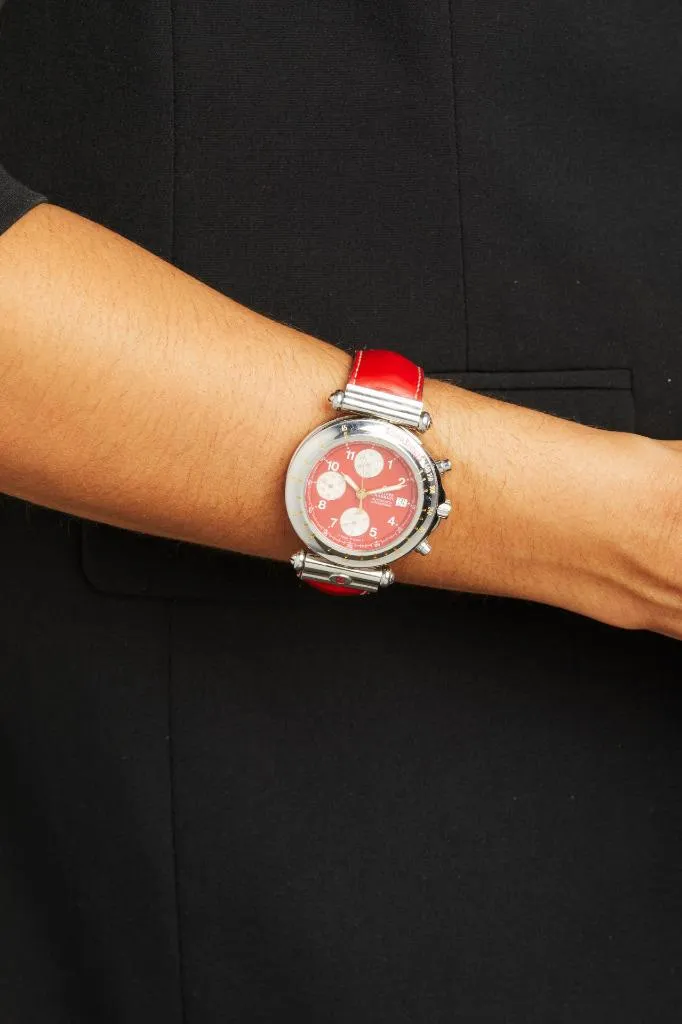 Owned by Siegfried & Roy with Photo - Philippe Charriol Mens Red Chronograph Stainless Steel Watch