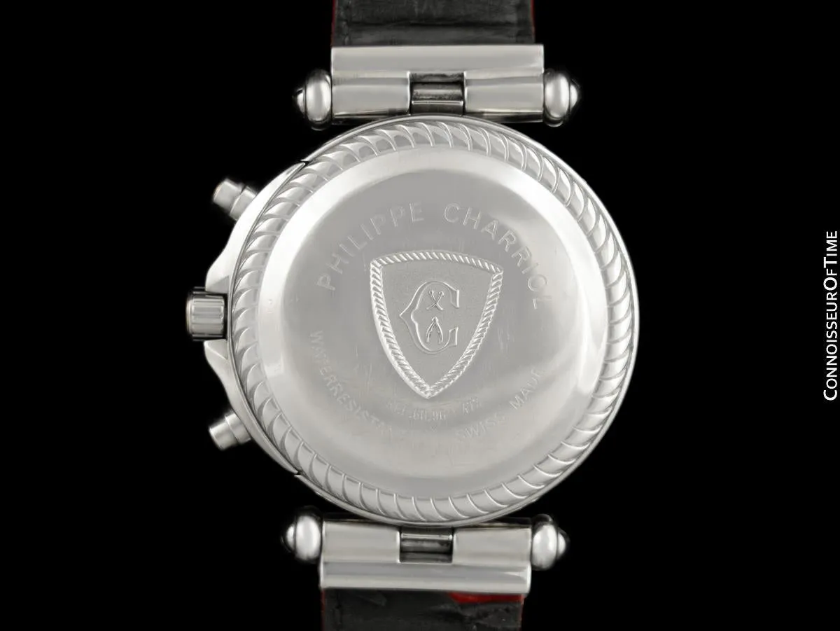 Owned by Siegfried & Roy with Photo - Philippe Charriol Mens Red Chronograph Stainless Steel Watch