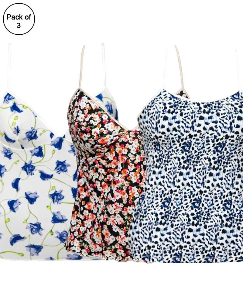 Pack of 3 Flowers Printed Fancy Casual Wear Camisole