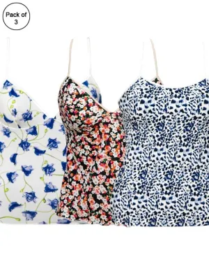 Pack of 3 Flowers Printed Fancy Casual Wear Camisole