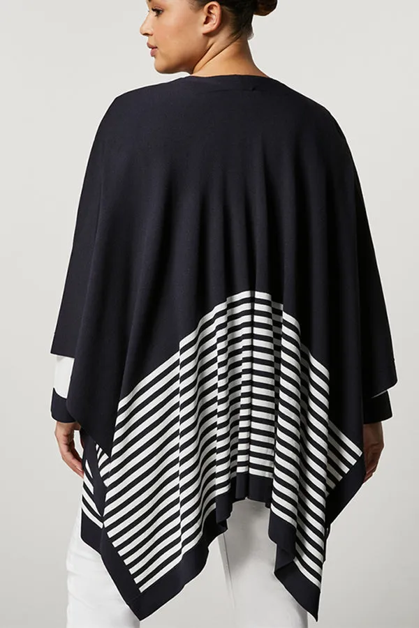 PAGANO NAVY BLUE STRIPED VISCOSE CAPE