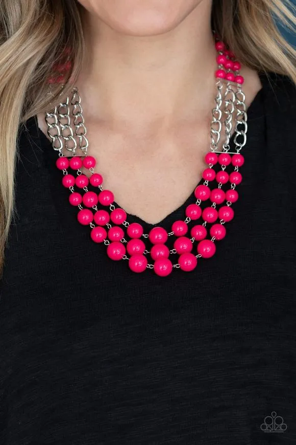 Paparazzi  - A-La-Vogue - Pink Beaded Necklace