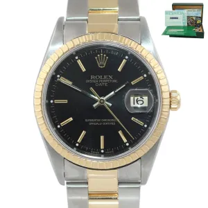 PAPERS 2013 Rolex Service Oyster Date 18k Gold Steel 34mm 15223 Black Watch Box