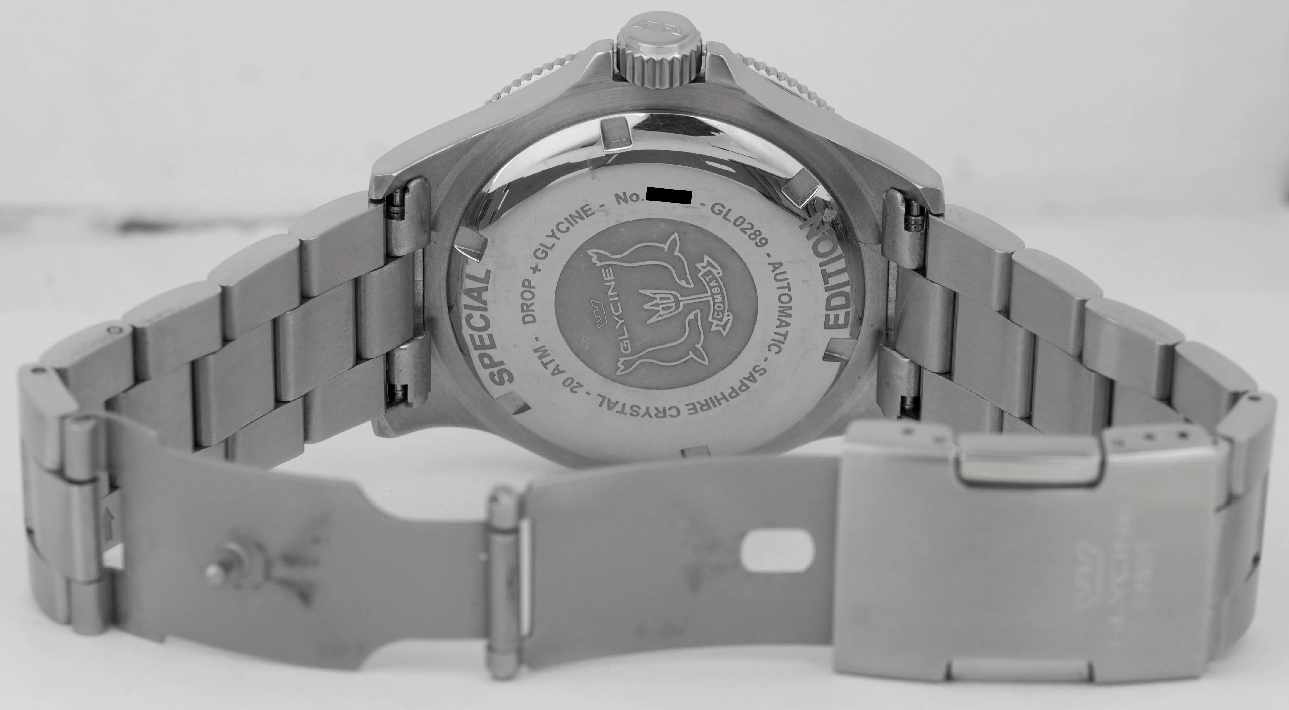 PAPERS Glycine Combat Sub Soda Red Blue Stainless Steel Date Watch GL0289 BOX