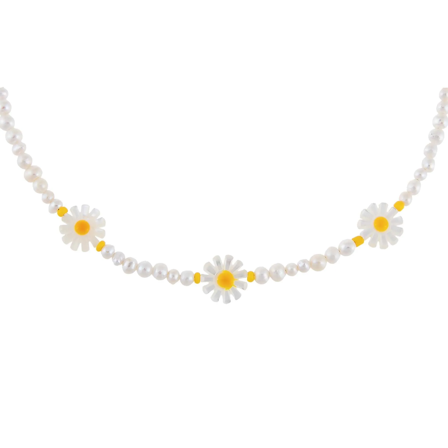 Pastel Daisy Beaded Necklace