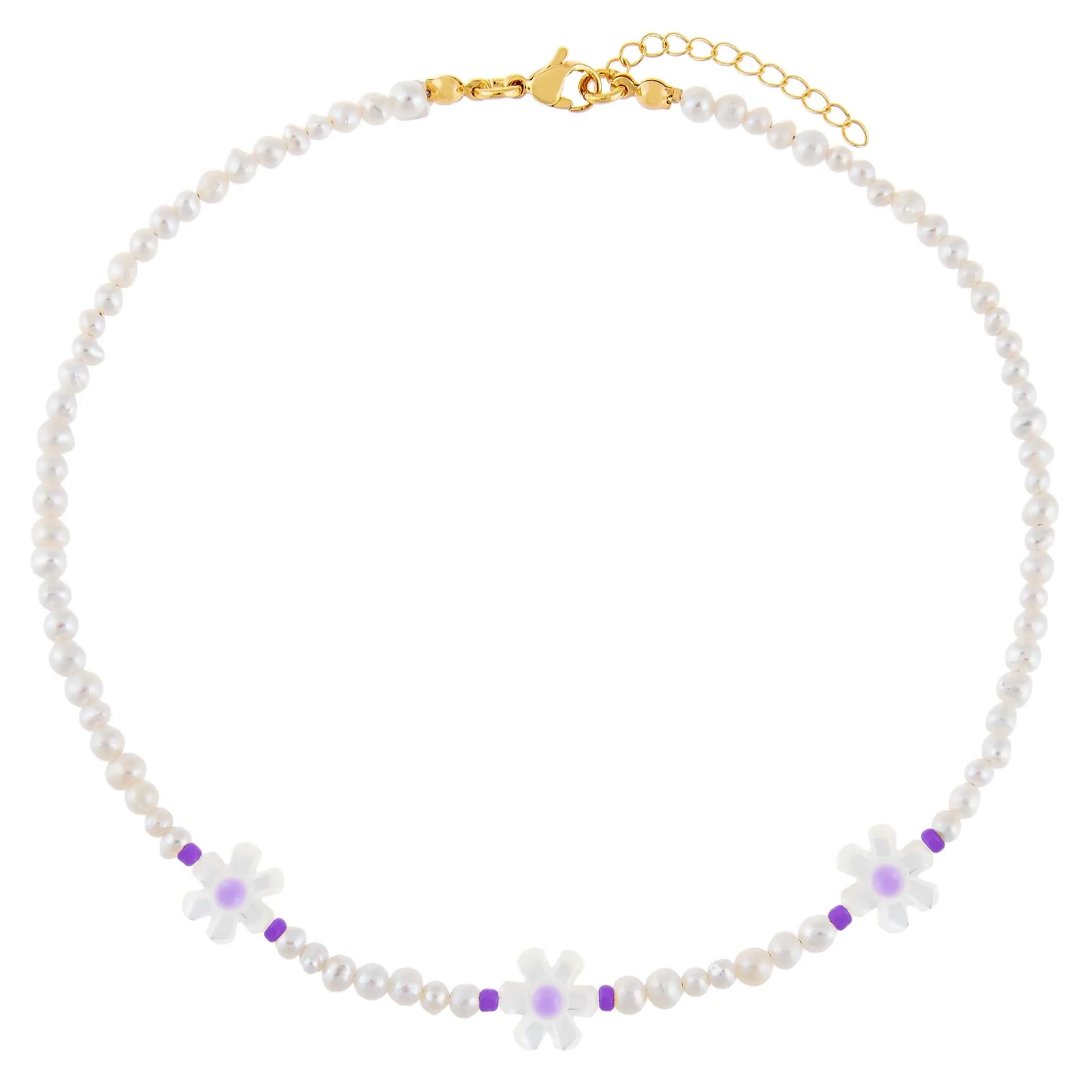 Pastel Daisy Beaded Necklace