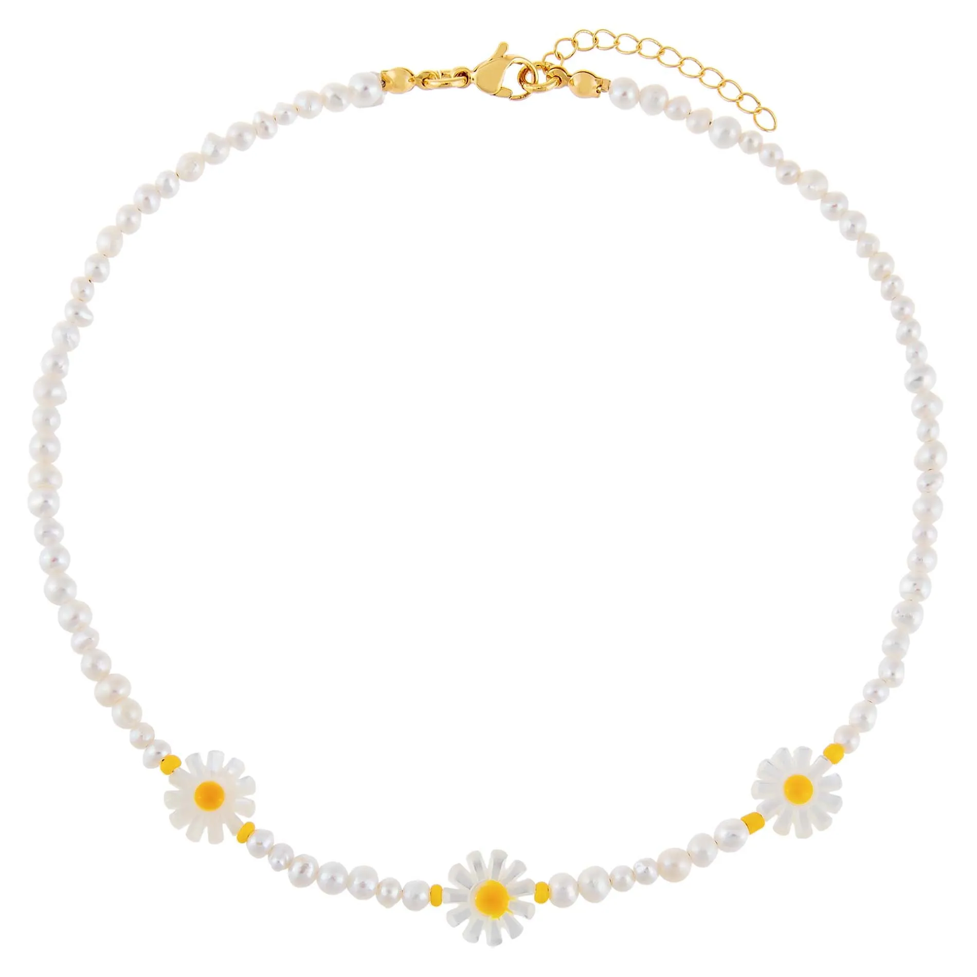 Pastel Daisy Beaded Necklace