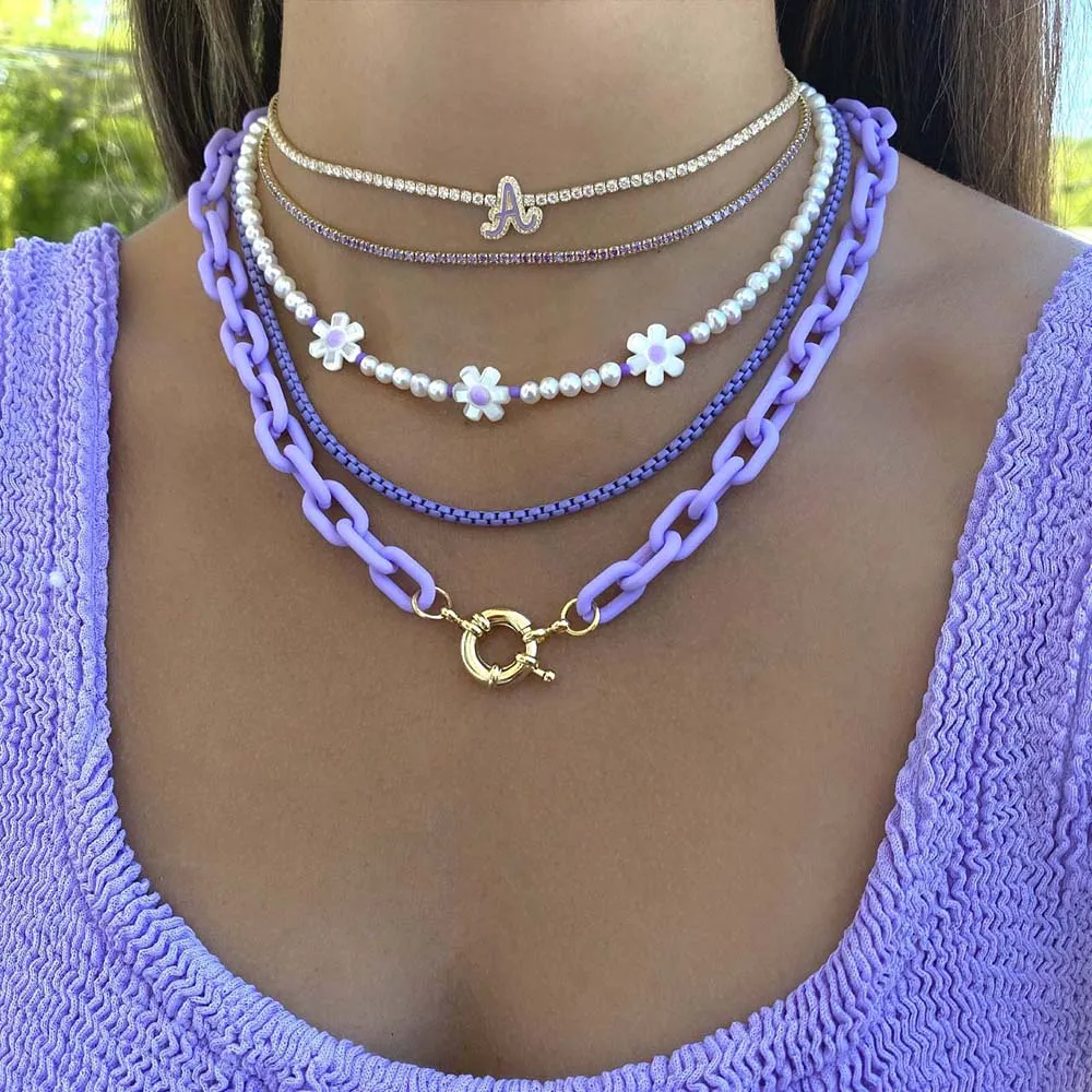 Pastel Daisy Beaded Necklace