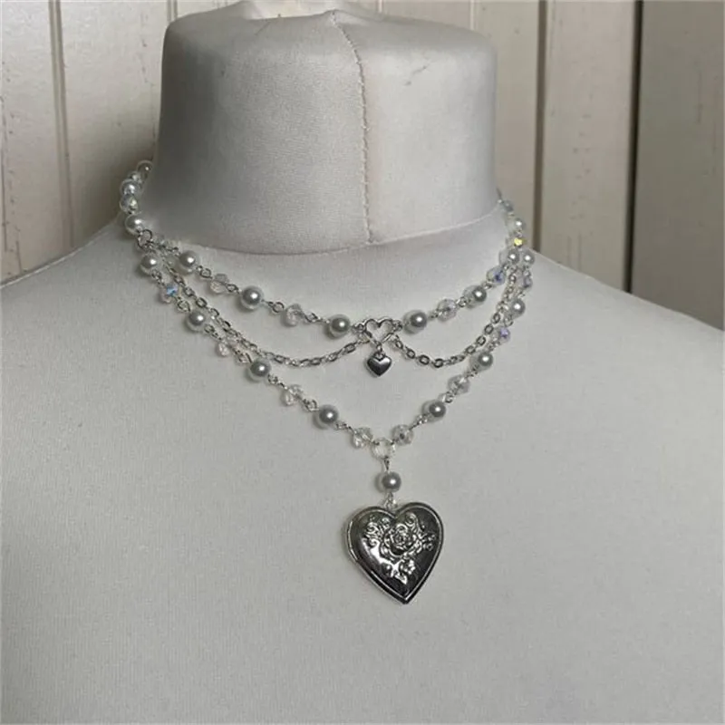 Pearls Butterfly Heart Choker Necklace