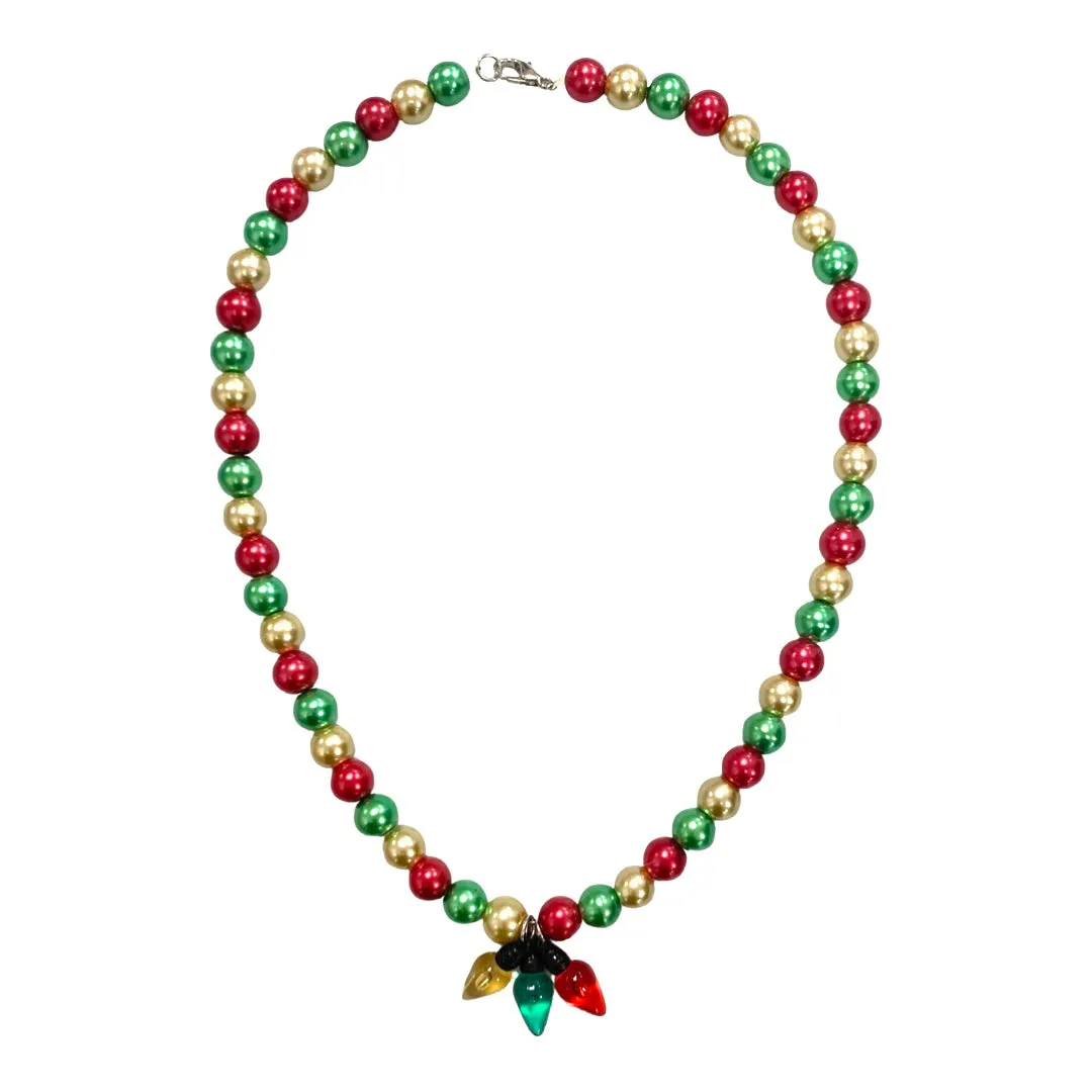 Pearls w/Holiday Lights Beaded Necklace