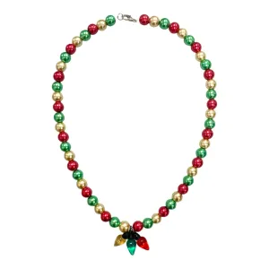 Pearls w/Holiday Lights Beaded Necklace