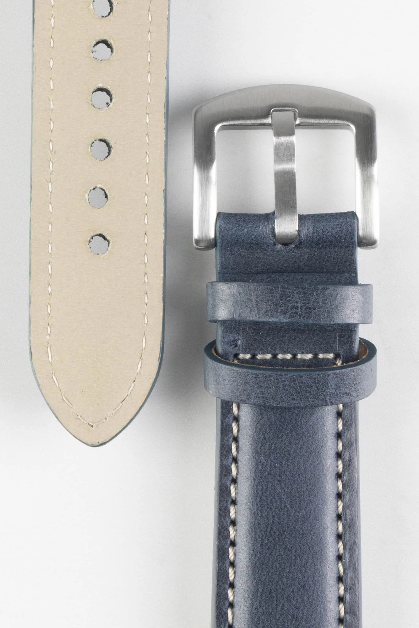 Pebro CADW Padded Vintage Leather Watch Strap in DARK BLUE