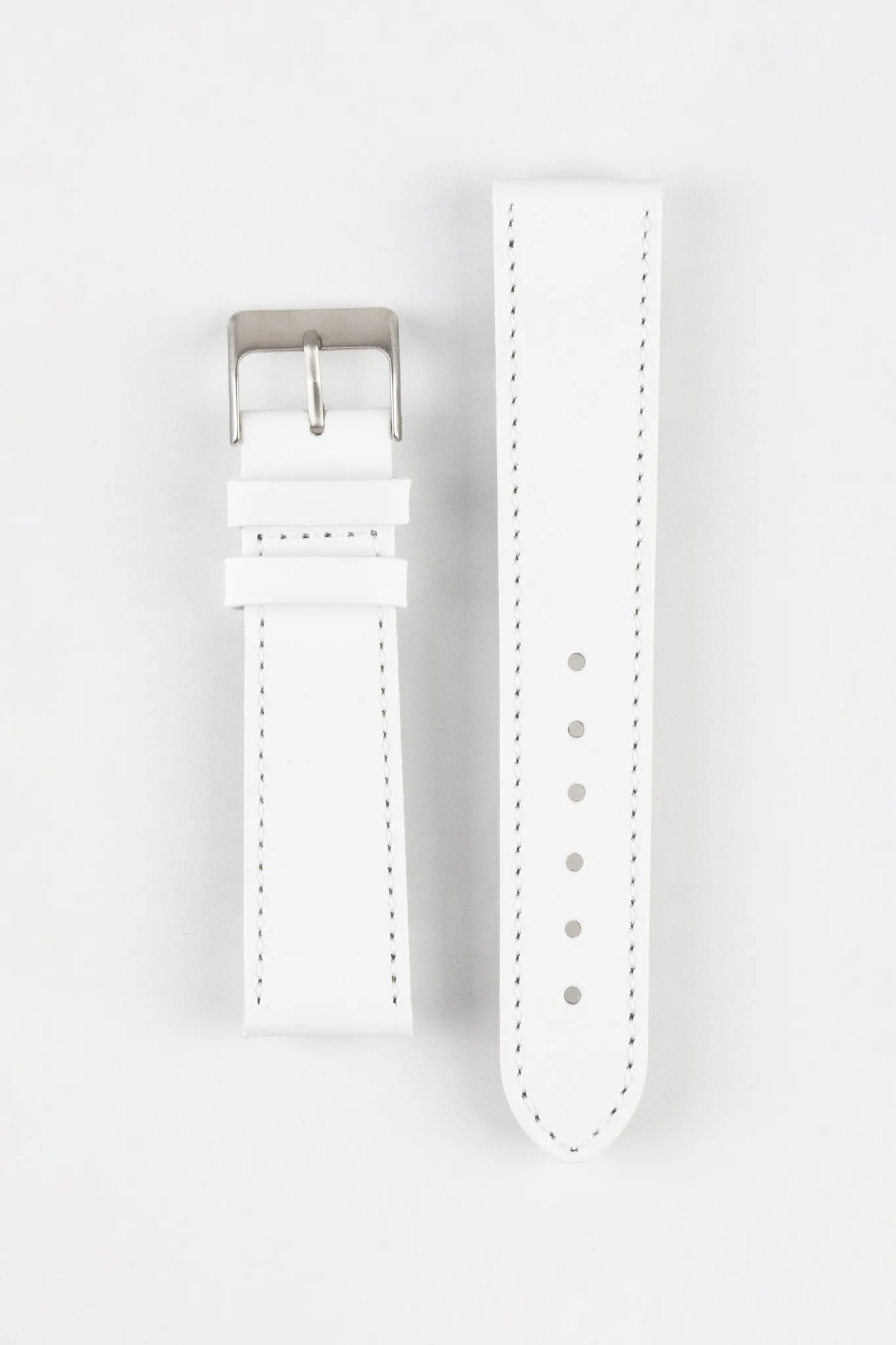 Pebro CLASSIC Unpadded Calfskin Leather Watch Strap in WHITE