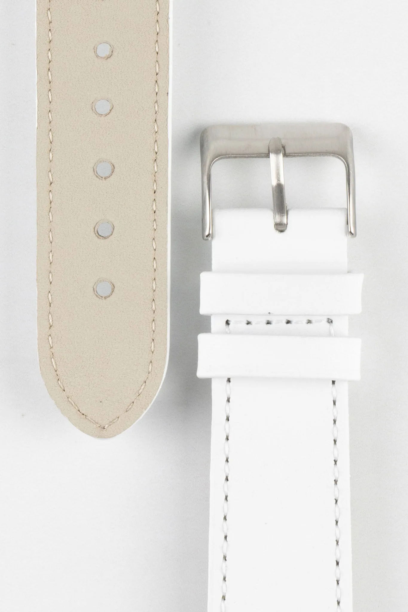 Pebro CLASSIC Unpadded Calfskin Leather Watch Strap in WHITE