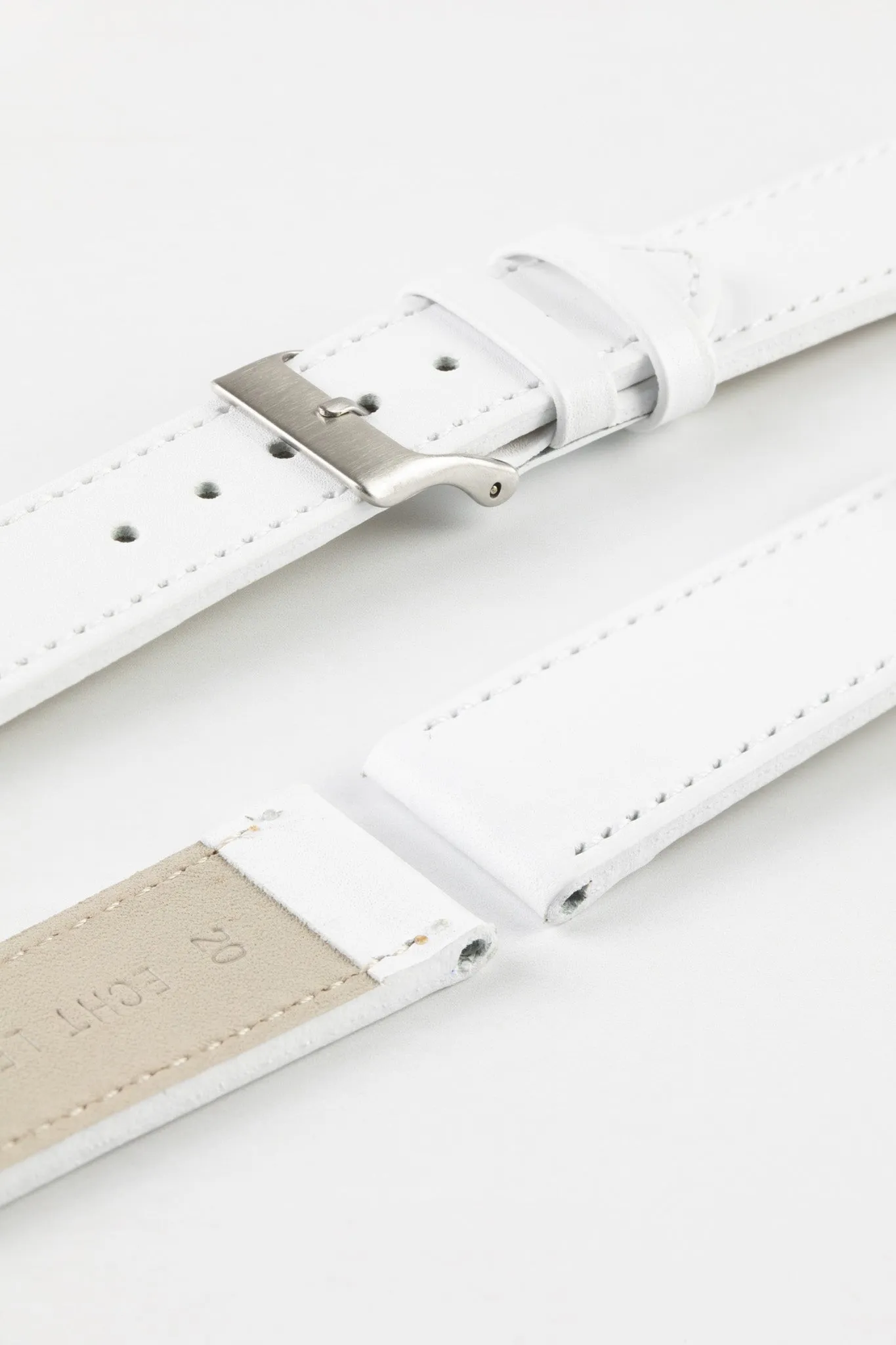 Pebro CLASSIC Unpadded Calfskin Leather Watch Strap in WHITE