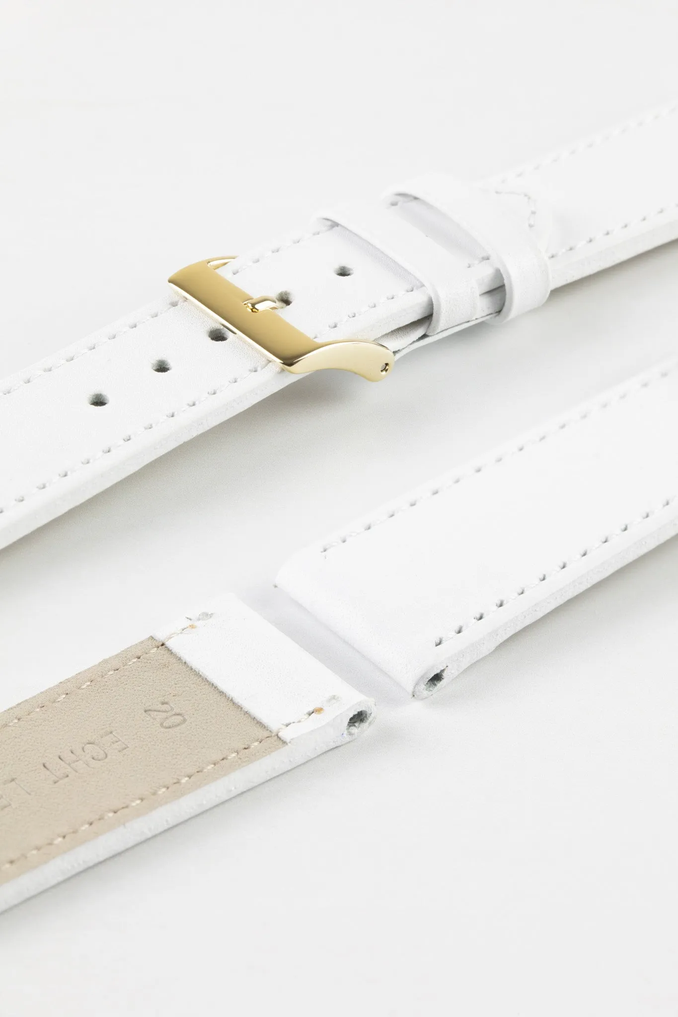 Pebro CLASSIC Unpadded Calfskin Leather Watch Strap in WHITE