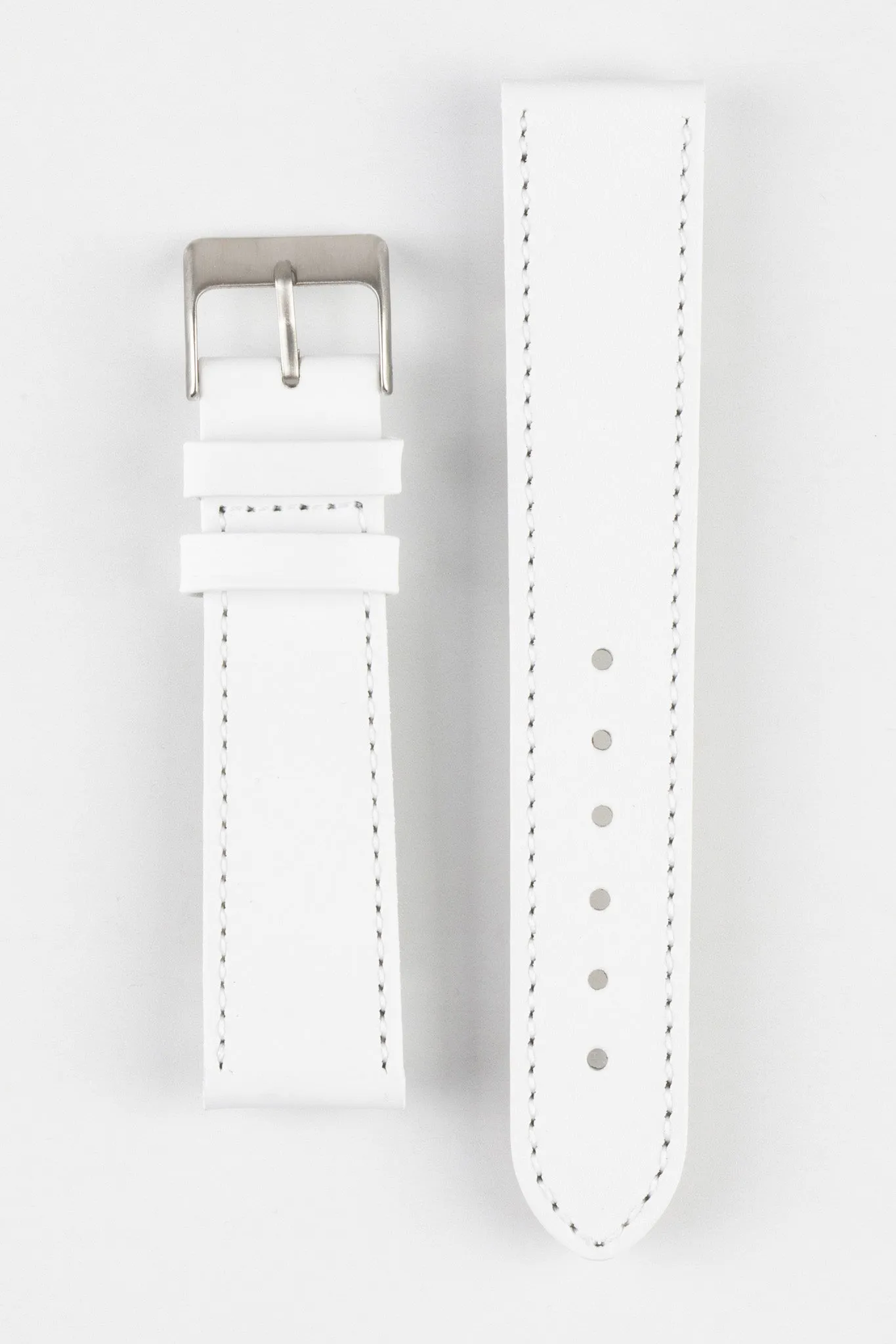 Pebro CLASSIC Unpadded Calfskin Leather Watch Strap in WHITE