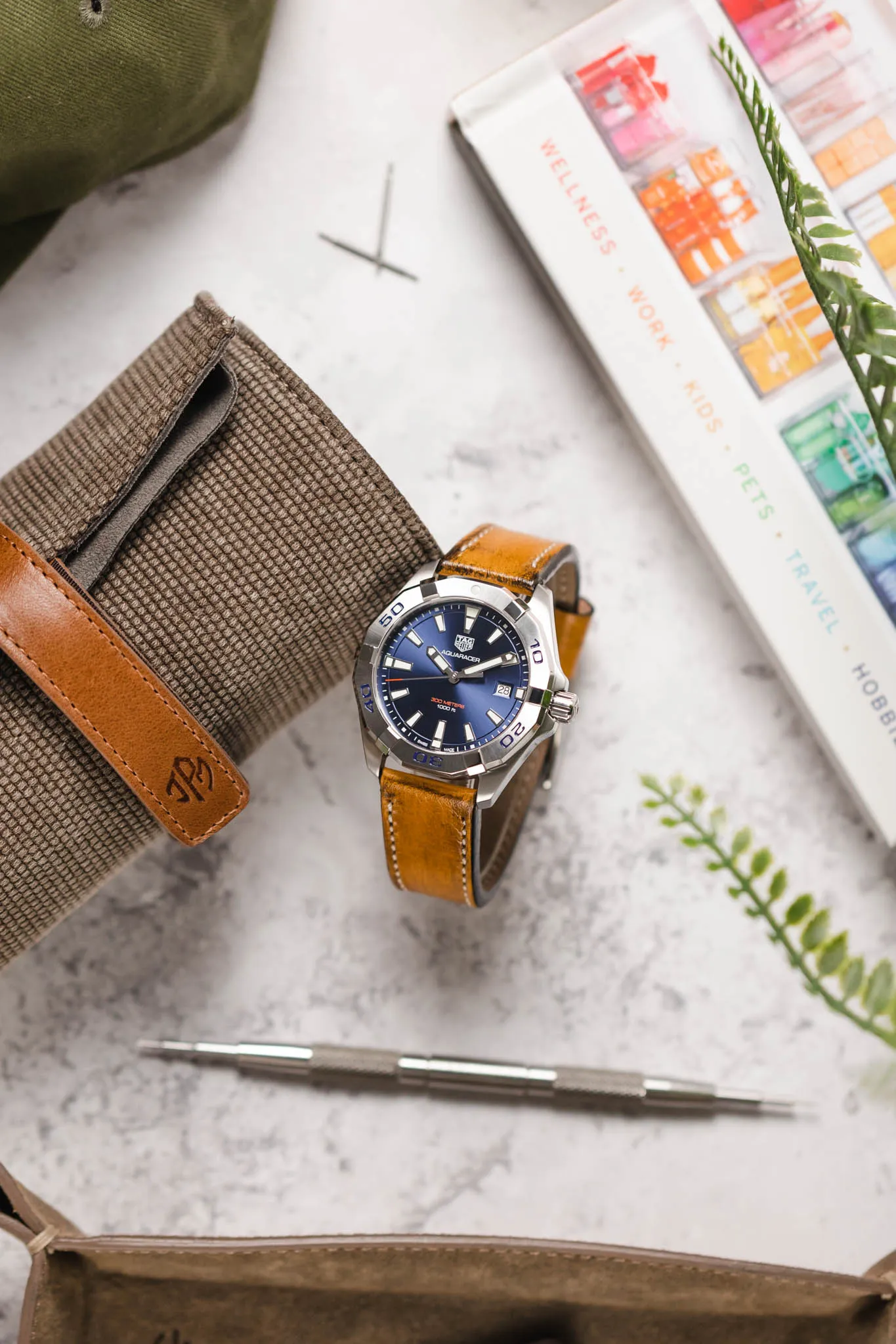 Pebro HISTORIC Hand-Finished Leather Watch Strap in YELLOW