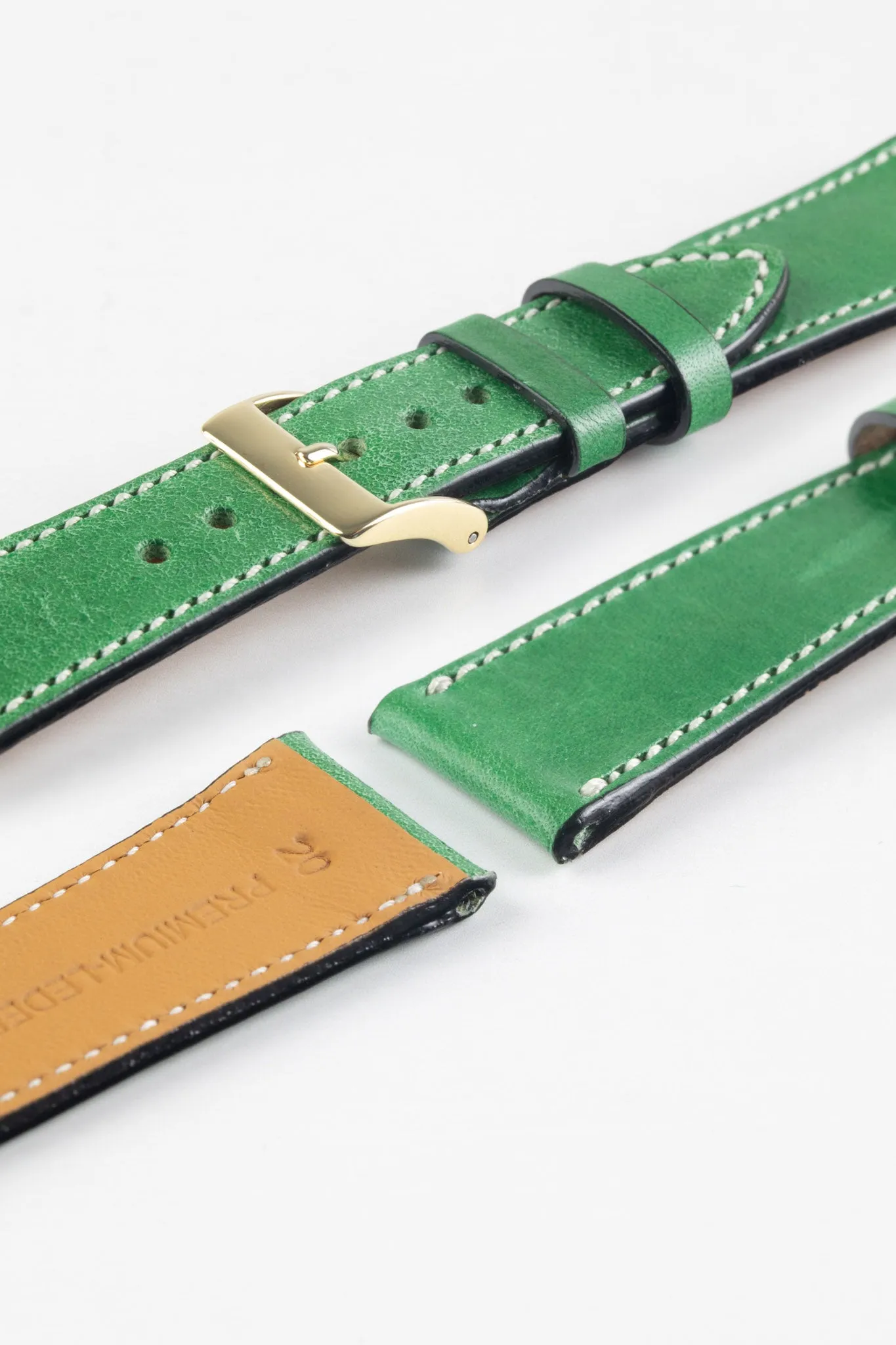 Pebro VIBRANT Genuine Leather Watch Strap in SHAMROCK GREEN