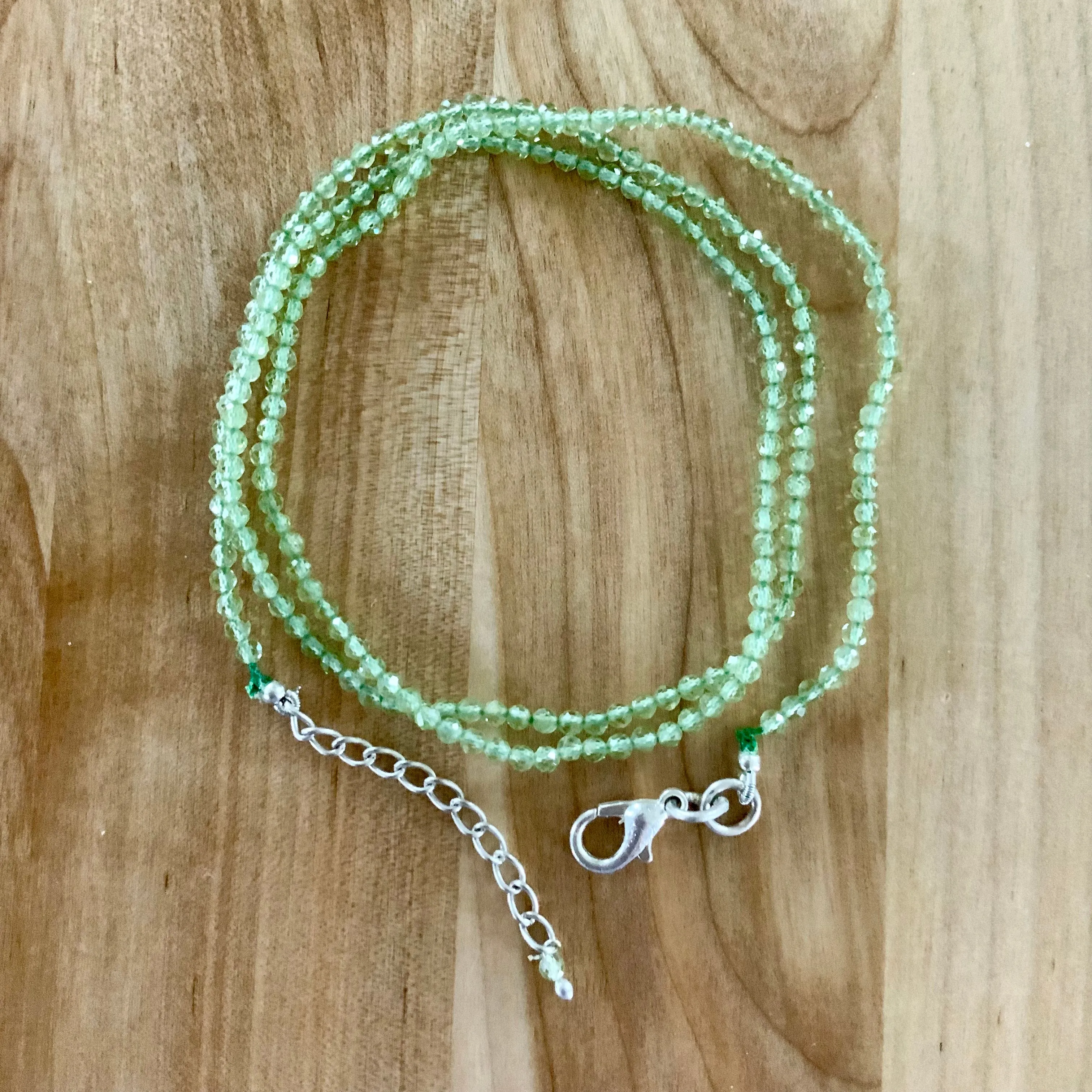 Peridot 2 mm Beaded Necklace