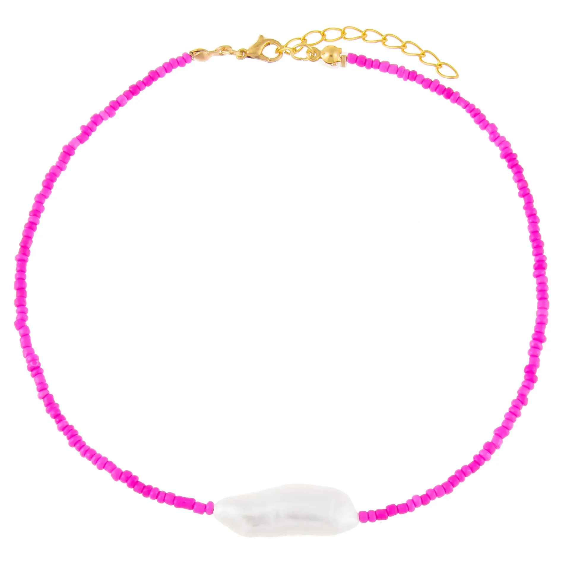 Pink Baroque Pearl Beaded Choker