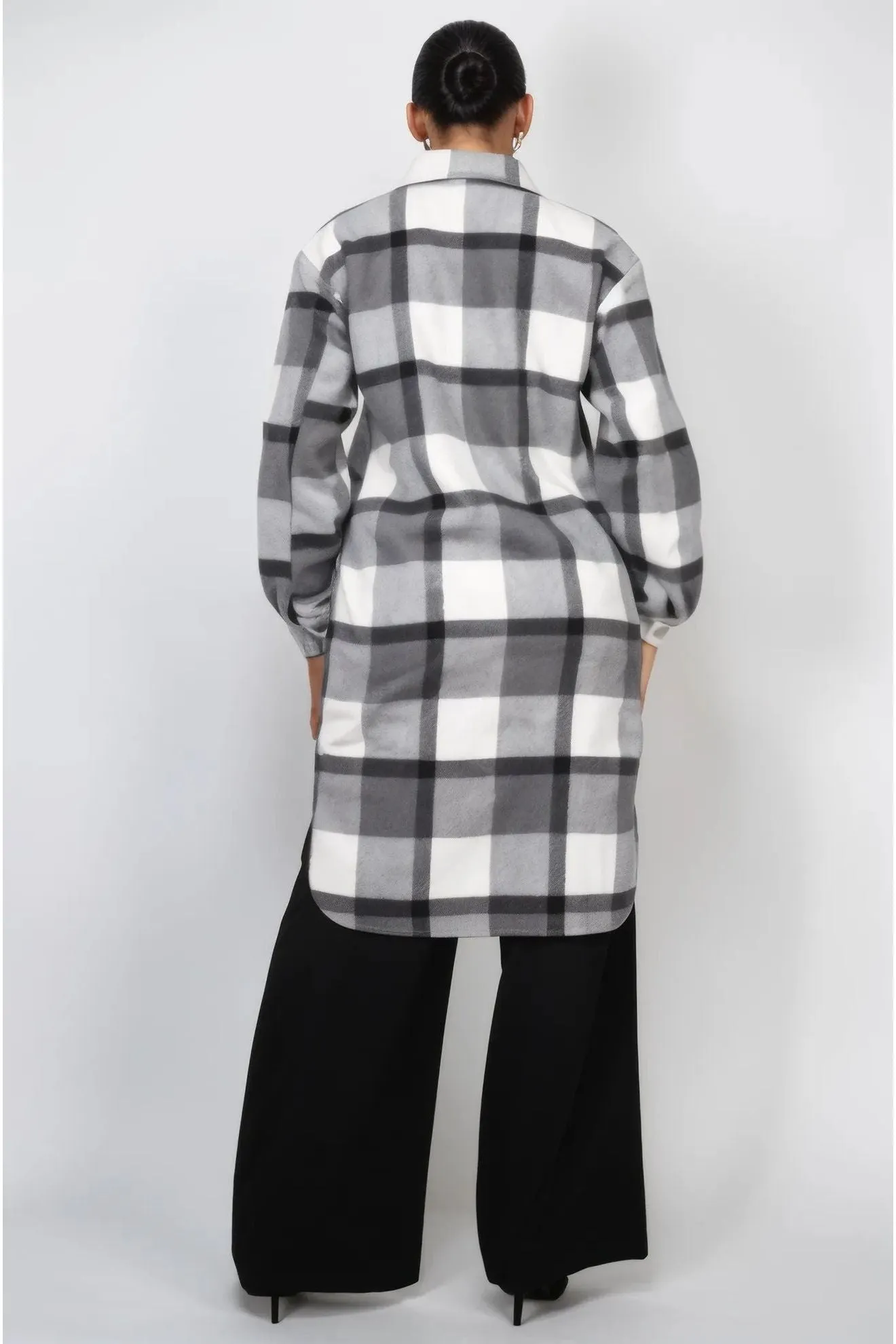 Plaid Buttoned Shacket Coat