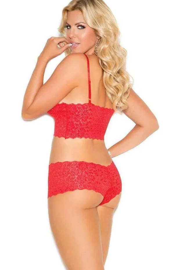 Plus Size Stretch Lace Camisole With Satin Bows And Booty Shorts