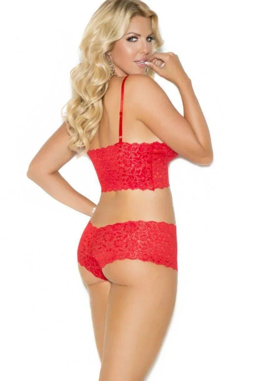 Plus Size Stretch Lace Camisole With Satin Bows And Booty Shorts
