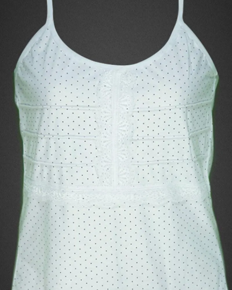 Polka Dotted Cotton Camisole For Women - Color White - MA-6