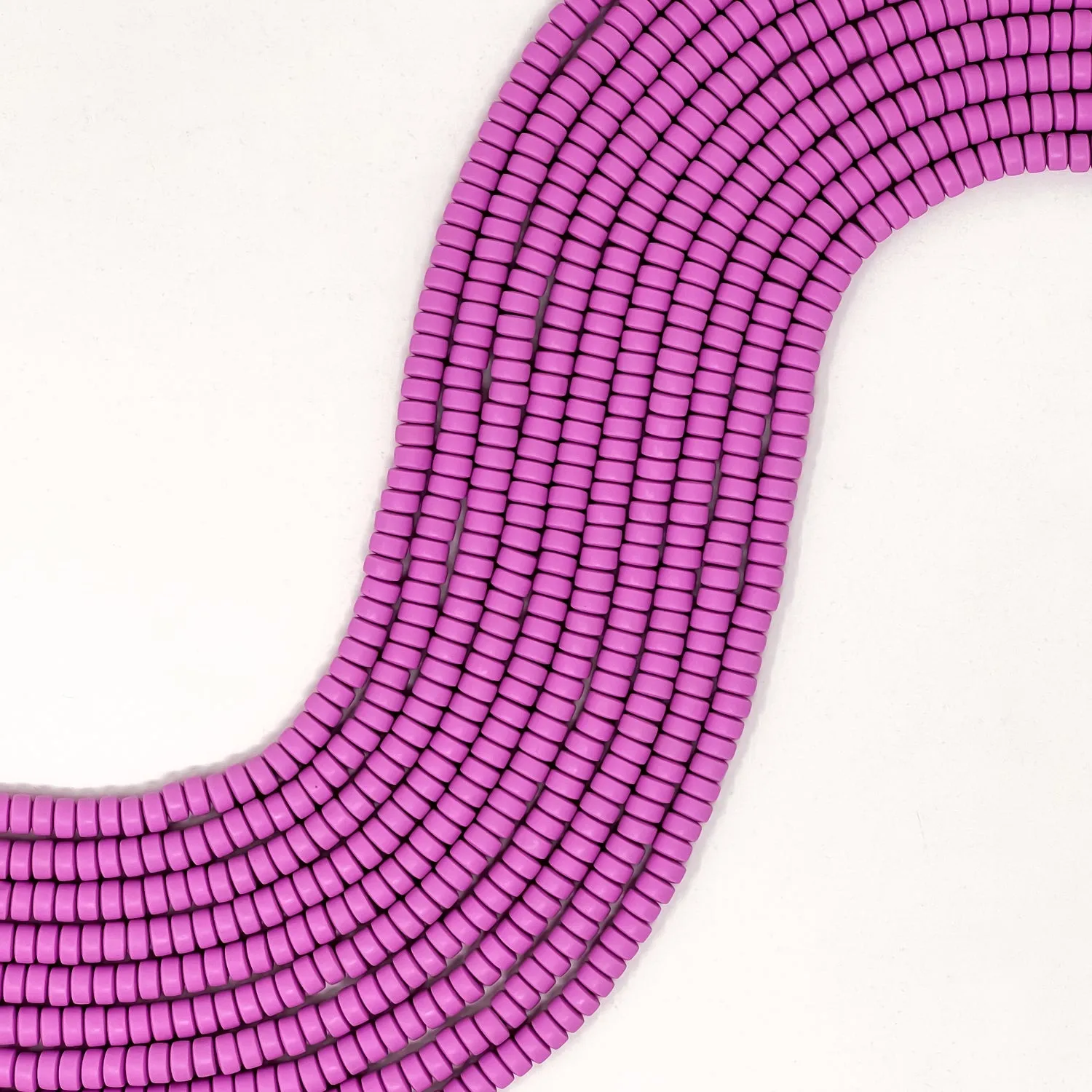 Polymer Clay Rondelle Beads, 6mm - Orchid