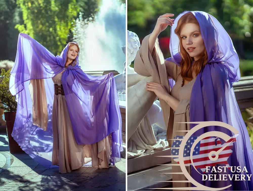 Purple Fantasy tulle hooded cape | USA domestic shipping