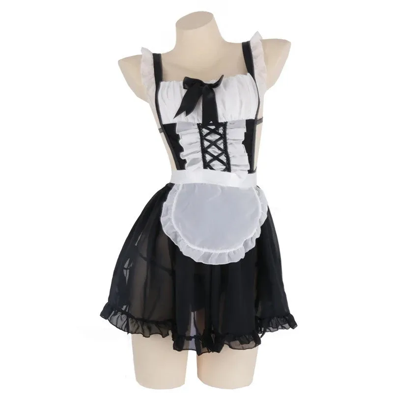 "CUTE BACKLESS APRON STRAP COS MAID" SUIT D042018