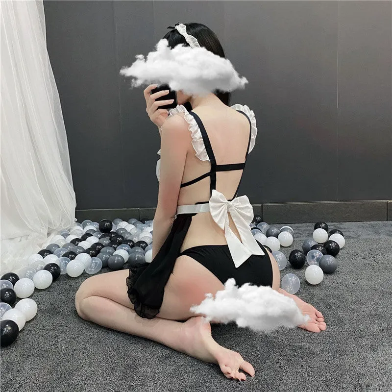 "CUTE BACKLESS APRON STRAP COS MAID" SUIT D042018