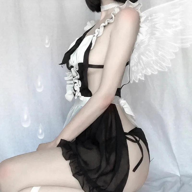 "CUTE BACKLESS APRON STRAP COS MAID" SUIT D042018