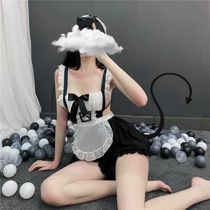 "CUTE BACKLESS APRON STRAP COS MAID" SUIT D042018