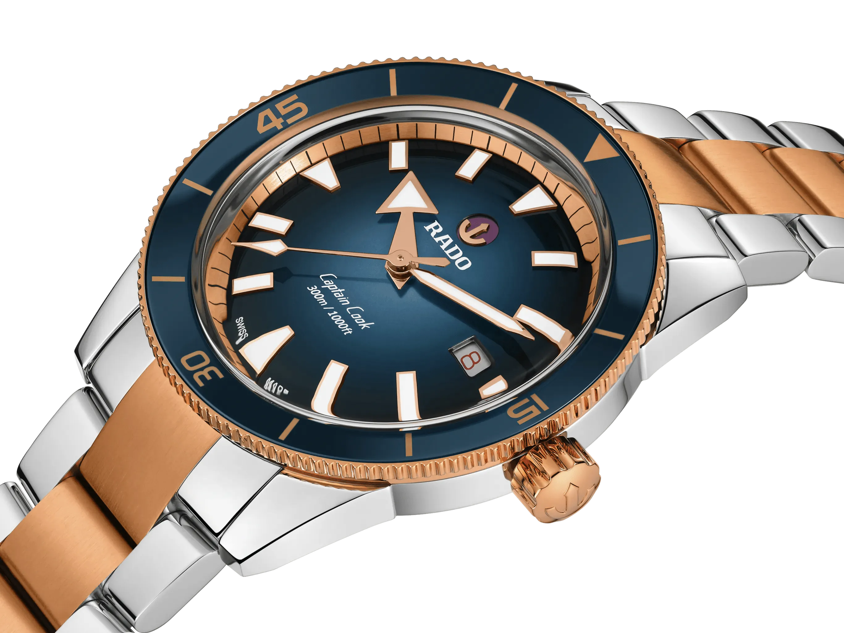RADO Captain Cook Automatic 42mm Rose Gold-Blue Men's Watch R32137203