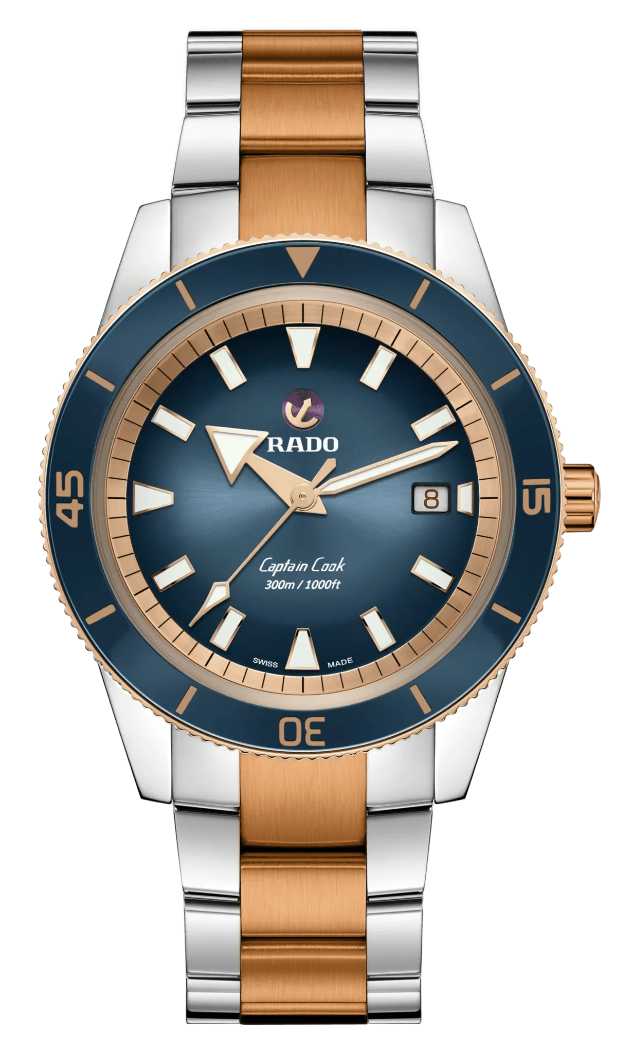 RADO Captain Cook Automatic 42mm Rose Gold-Blue Men's Watch R32137203