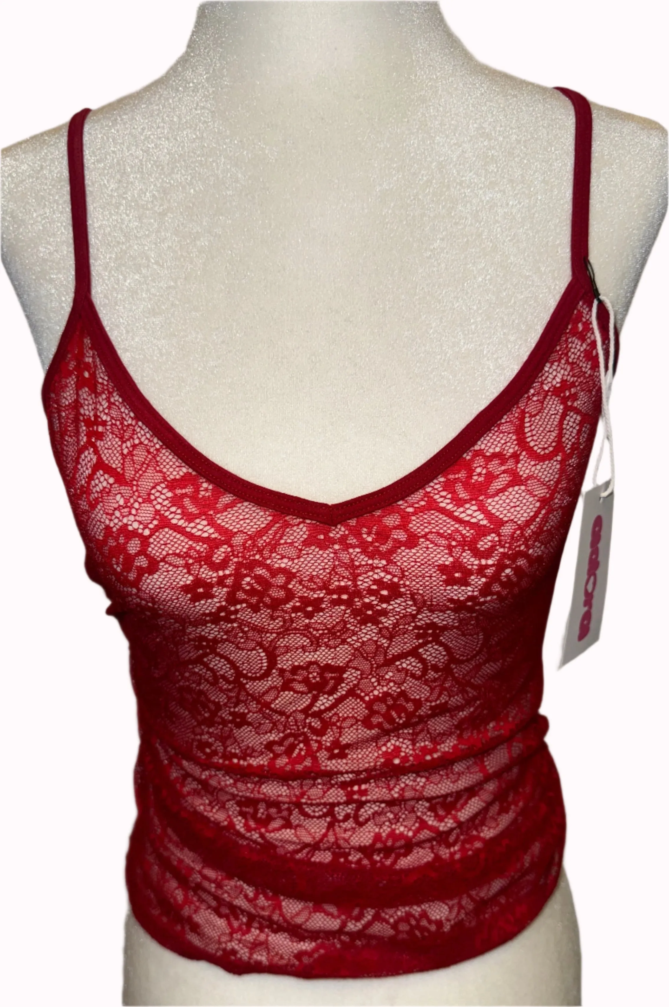 red lace cami