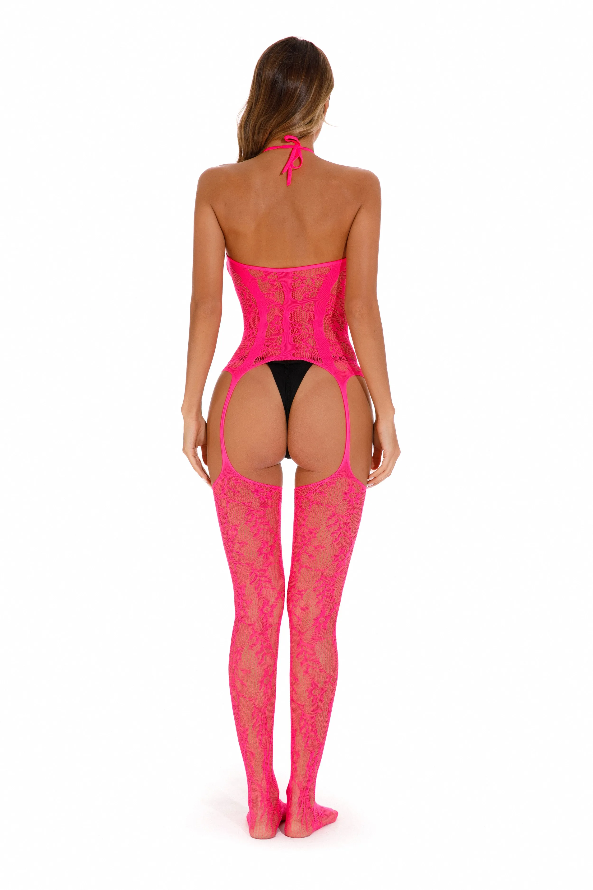 Red Rose One Size Fit Women's Elegantly Embroidered - Sleepwear Lingerie Bodysuits with G-String