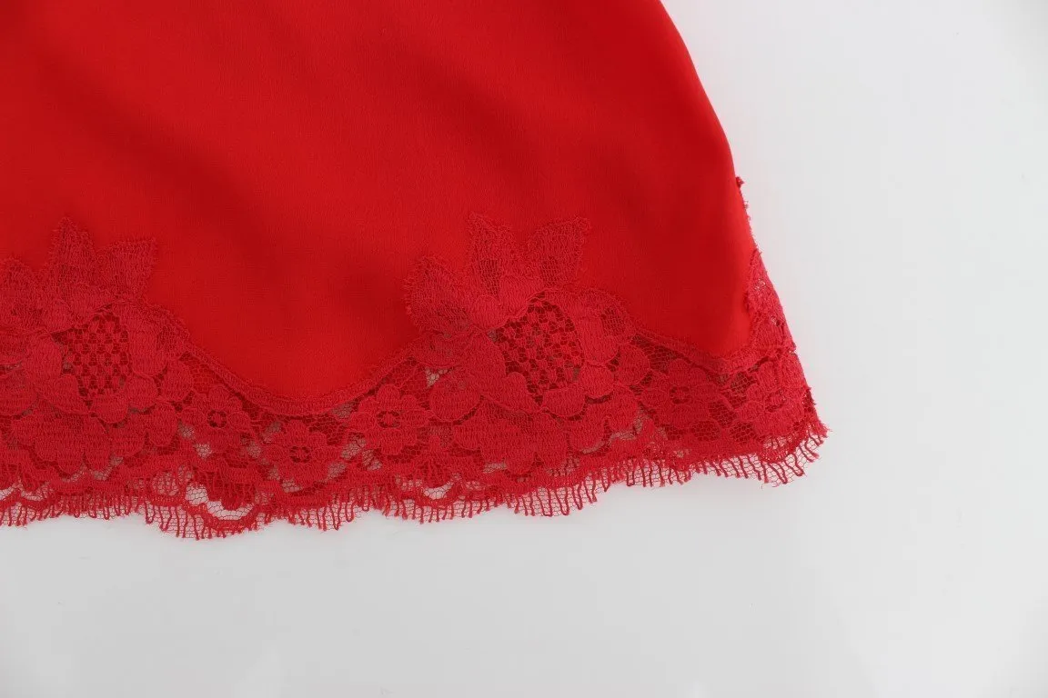 Red Silk Stretch Camisole Lingerie Blouse