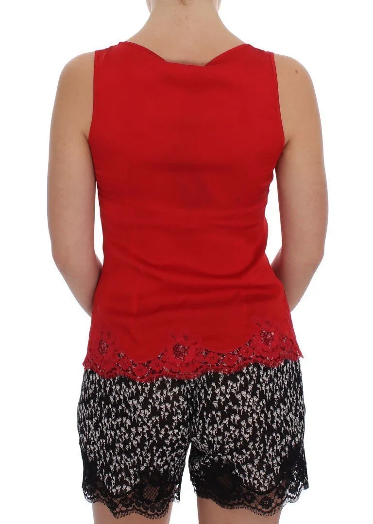 Red Silk Stretch Camisole Lingerie Blouse